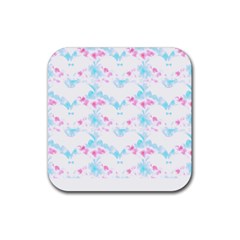 Bat Pattern T- Shirt Bats And Bows Blue Pink T- Shirt Rubber Coaster (square) by EnriqueJohnson