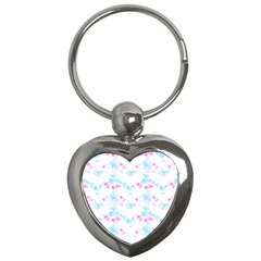 Bat Pattern T- Shirt Bats And Bows Blue Pink T- Shirt Key Chain (heart) by EnriqueJohnson