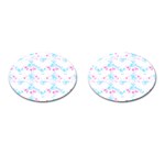 Bat Pattern T- Shirt Bats And Bows Blue Pink T- Shirt Cufflinks (Oval) Front(Pair)