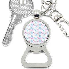 Bat Pattern T- Shirt Bats And Bows Blue Pink T- Shirt Bottle Opener Key Chain by EnriqueJohnson