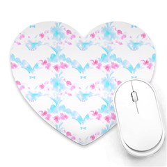 Bat Pattern T- Shirt Bats And Bows Blue Pink T- Shirt Heart Mousepad by EnriqueJohnson