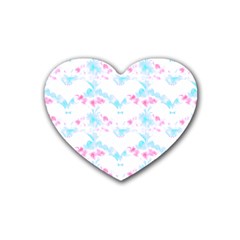 Bat Pattern T- Shirt Bats And Bows Blue Pink T- Shirt Rubber Heart Coaster (4 Pack) by EnriqueJohnson