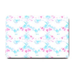 Bat Pattern T- Shirt Bats And Bows Blue Pink T- Shirt Small Doormat by EnriqueJohnson