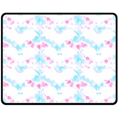 Bat Pattern T- Shirt Bats And Bows Blue Pink T- Shirt Two Sides Fleece Blanket (medium) by EnriqueJohnson