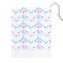 Bat Pattern T- Shirt Bats And Bows Blue Pink T- Shirt Drawstring Pouch (4xl) by EnriqueJohnson