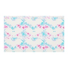 Bat Pattern T- Shirt Bats And Bows Blue Pink T- Shirt Banner And Sign 5  X 3 