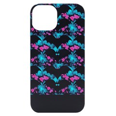 Bat Pattern T- Shirt Bats And Bows Blue Pink T- Shirt Iphone 14 Black Uv Print Case by EnriqueJohnson