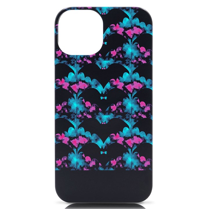 Bat Pattern T- Shirt Bats And Bows Blue Pink T- Shirt iPhone 14 Black UV Print Case