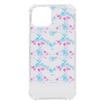 Bat Pattern T- Shirt Bats And Bows Blue Pink T- Shirt iPhone 14 TPU UV Print Case Front