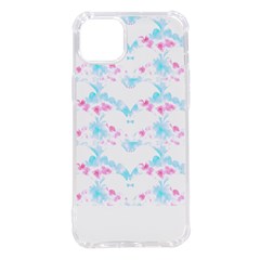 Bat Pattern T- Shirt Bats And Bows Blue Pink T- Shirt Iphone 14 Plus Tpu Uv Print Case by EnriqueJohnson