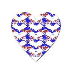 Bat Pattern T- Shirt White Bats And Bows Red Blue T- Shirt Heart Magnet by EnriqueJohnson