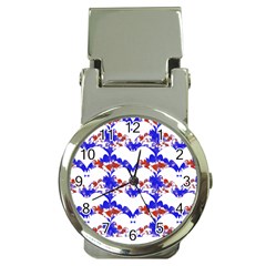 Bat Pattern T- Shirt White Bats And Bows Red Blue T- Shirt Money Clip Watches by EnriqueJohnson