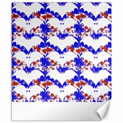 Bat Pattern T- Shirt White Bats And Bows Red Blue T- Shirt Canvas 8  X 10  by EnriqueJohnson