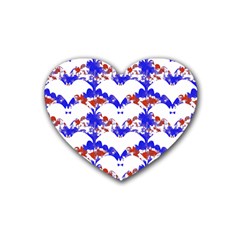 Bat Pattern T- Shirt White Bats And Bows Red Blue T- Shirt Rubber Heart Coaster (4 Pack) by EnriqueJohnson