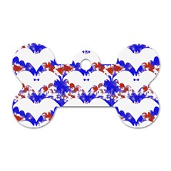 Bat Pattern T- Shirt White Bats And Bows Red Blue T- Shirt Dog Tag Bone (two Sides) by EnriqueJohnson