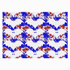 Bat Pattern T- Shirt White Bats And Bows Red Blue T- Shirt Large Glasses Cloth by EnriqueJohnson