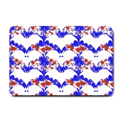 Bat Pattern T- Shirt White Bats And Bows Red Blue T- Shirt Small Doormat by EnriqueJohnson