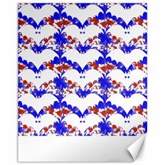 Bat Pattern T- Shirt White Bats And Bows Red Blue T- Shirt Canvas 11  X 14  by EnriqueJohnson