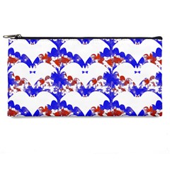 Bat Pattern T- Shirt White Bats And Bows Red Blue T- Shirt Pencil Case by EnriqueJohnson