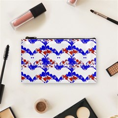 Bat Pattern T- Shirt White Bats And Bows Red Blue T- Shirt Cosmetic Bag (small) by EnriqueJohnson