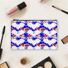 Bat Pattern T- Shirt White Bats And Bows Red Blue T- Shirt Cosmetic Bag (medium) by EnriqueJohnson