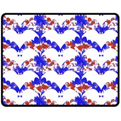 Bat Pattern T- Shirt White Bats And Bows Red Blue T- Shirt Fleece Blanket (medium) by EnriqueJohnson