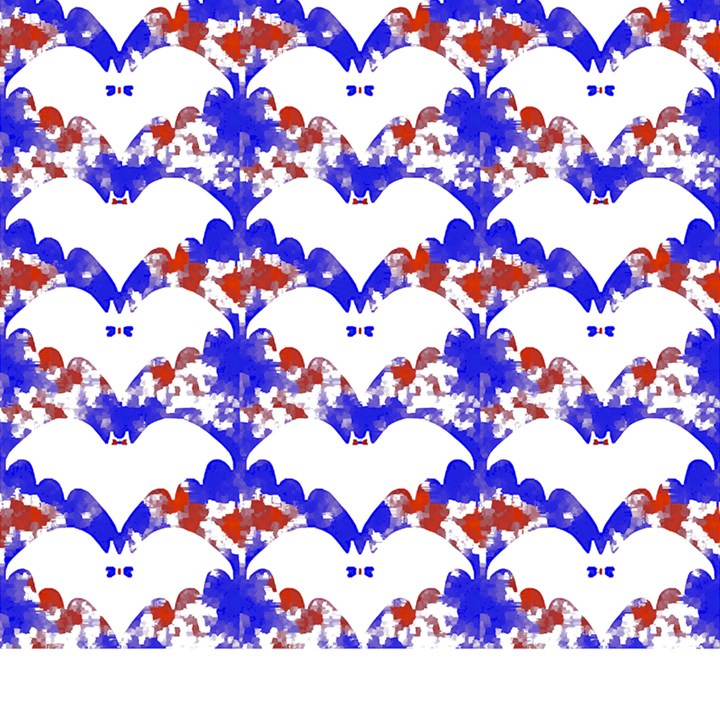 Bat Pattern T- Shirt White Bats And Bows Red Blue T- Shirt Play Mat (Square)