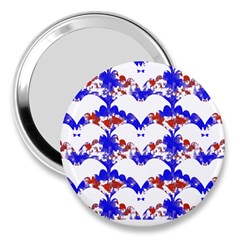 Bat Pattern T- Shirt White Bats And Bows Red Blue T- Shirt 3  Handbag Mirrors by EnriqueJohnson