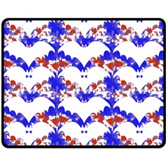 Bat Pattern T- Shirt White Bats And Bows Red Blue T- Shirt Two Sides Fleece Blanket (medium) by EnriqueJohnson