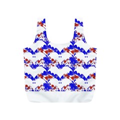 Bat Pattern T- Shirt White Bats And Bows Red Blue T- Shirt Full Print Recycle Bag (s) by EnriqueJohnson