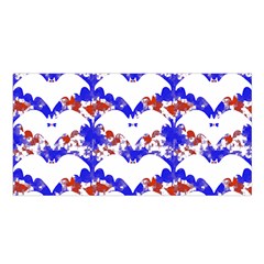 Bat Pattern T- Shirt White Bats And Bows Red Blue T- Shirt Satin Shawl 45  X 80 