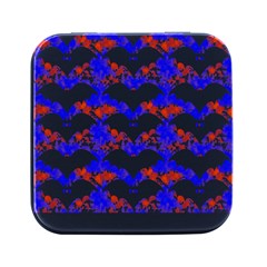 Bat Pattern T- Shirt White Bats And Bows Red Blue T- Shirt Square Metal Box (black)