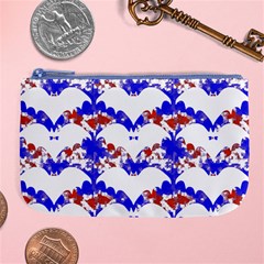 Bat Pattern T- Shirt White Bats And Bows Red Blue T- Shirt Large Coin Purse by EnriqueJohnson