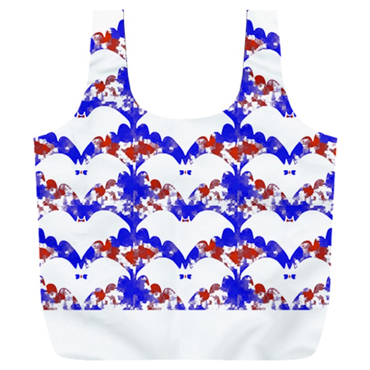 Bat Pattern T- Shirt White Bats And Bows Red Blue T- Shirt Full Print Recycle Bag (XXL)