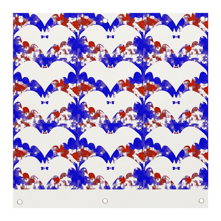 Bat Pattern T- Shirt White Bats And Bows Red Blue T- Shirt Banner and Sign 3  x 3 