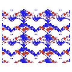 Bat Pattern T- Shirt White Bats And Bows Red Blue T- Shirt Premium Plush Fleece Blanket (medium) by EnriqueJohnson