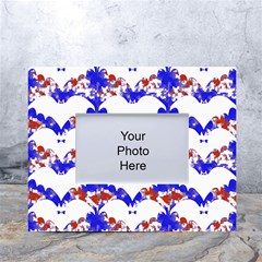 Bat Pattern T- Shirt White Bats And Bows Red Blue T- Shirt White Tabletop Photo Frame 4 x6  by EnriqueJohnson