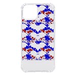 Bat Pattern T- Shirt White Bats And Bows Red Blue T- Shirt iPhone 14 TPU UV Print Case Front