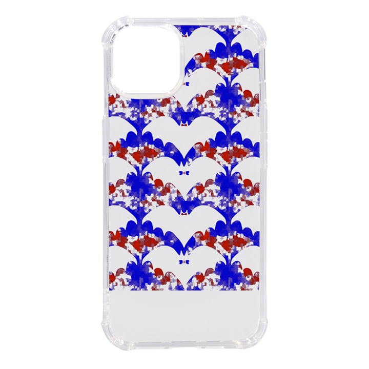 Bat Pattern T- Shirt White Bats And Bows Red Blue T- Shirt iPhone 14 TPU UV Print Case