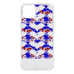 Bat Pattern T- Shirt White Bats And Bows Red Blue T- Shirt Iphone 14 Plus Tpu Uv Print Case by EnriqueJohnson