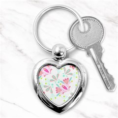 Batik T- Shirt Batik Floral Pattern T- Shirt Key Chain (heart) by EnriqueJohnson