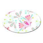 Batik T- Shirt Batik Floral Pattern T- Shirt Oval Magnet Front