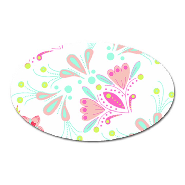 Batik T- Shirt Batik Floral Pattern T- Shirt Oval Magnet