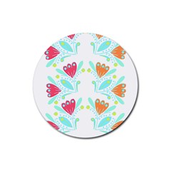 Batik T- Shirt Batik Flower Pattern 5 Rubber Coaster (round) by EnriqueJohnson