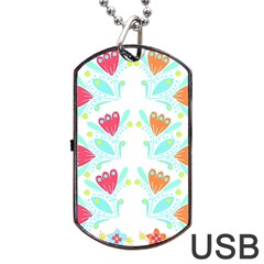 Batik T- Shirt Batik Flower Pattern 5 Dog Tag Usb Flash (two Sides) by EnriqueJohnson