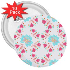 Batik T- Shirt Batik Flower Pattern 6 3  Buttons (10 Pack) 