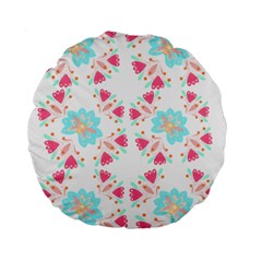 Batik T- Shirt Batik Flower Pattern 6 Standard 15  Premium Flano Round Cushions by EnriqueJohnson