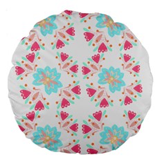 Batik T- Shirt Batik Flower Pattern 6 Large 18  Premium Flano Round Cushions by EnriqueJohnson