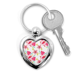 Batik T- Shirt Batik Flower Pattern 7 Key Chain (heart) by EnriqueJohnson