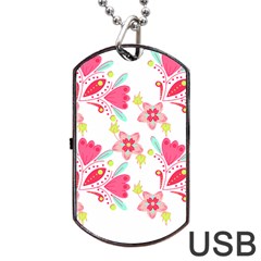 Batik T- Shirt Batik Flower Pattern 7 Dog Tag Usb Flash (two Sides) by EnriqueJohnson